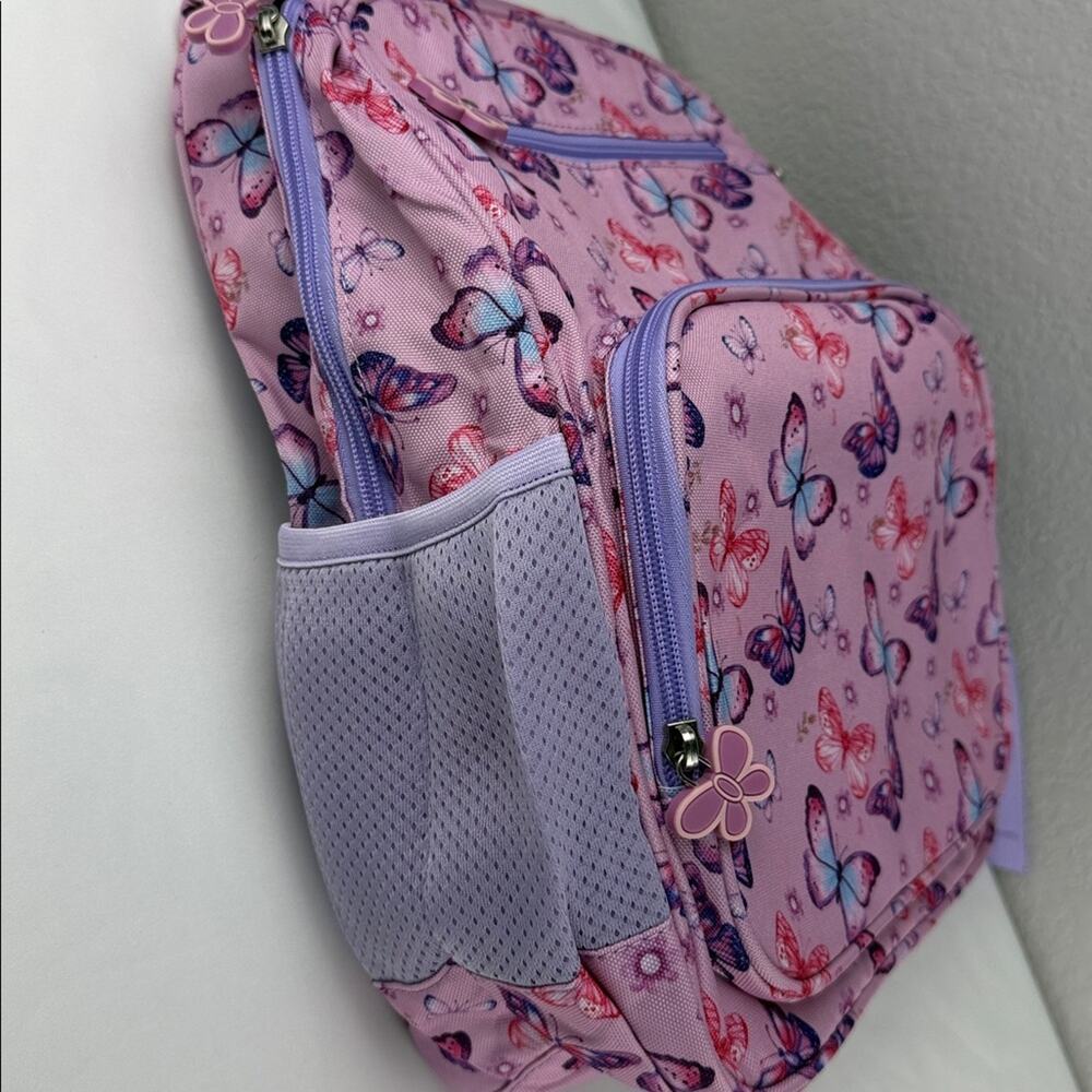 NWOT Purple & Pink Butterfly Print Kids 3-8 years old Backpack - Picture 11 of 13
